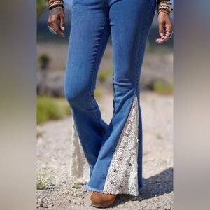 Three Bird Nest High Rise Jeans Crochet Boho Western Festival Fairycore Hippie